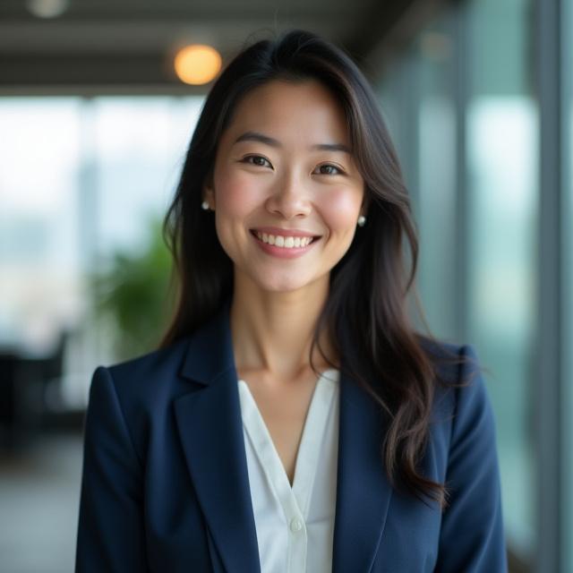 미소 짓는 전문 커리어 매니저의 상반신 사진